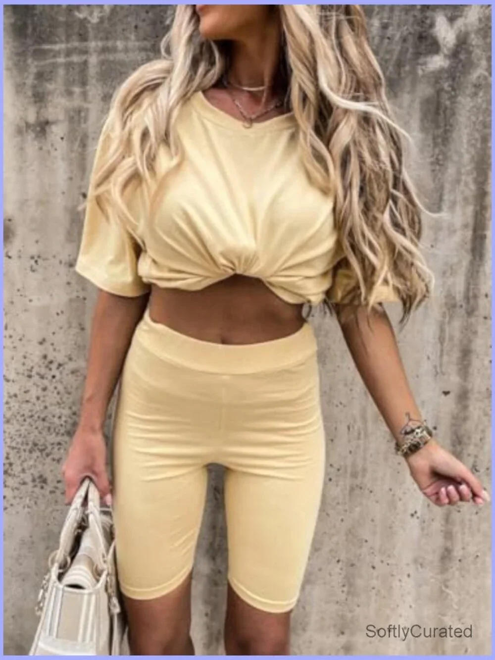 2 Piece Lounge Set Oversized Tee & Biker Shorts Summer Outfit - Picture 2 of 7